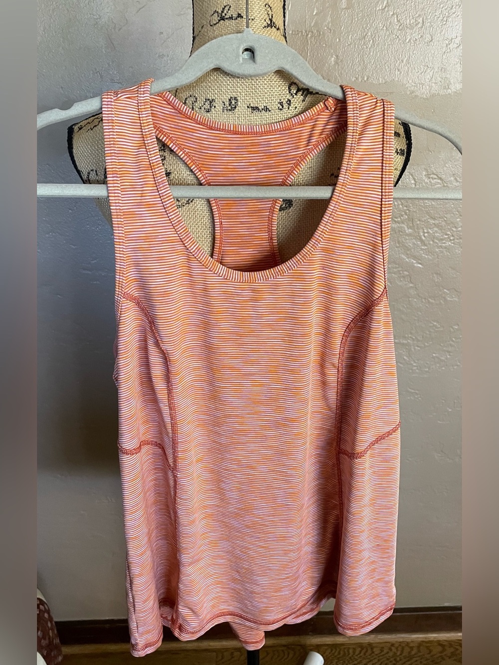 Xersion Orange & White Striped Racerback Athletic Tank Top